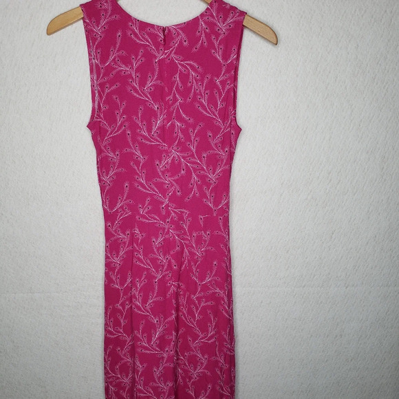 Chelsea 28 Sleeveless Tie Front Dress Pink Peacock Feather Design Sz Xs - Picture 5 of 11